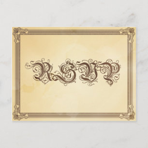 Vintages Cream & Brown Poster Hochzeit RSVP Einladungspostkarte