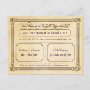 Vintages Cream & Brown Poster Hochzeit RSVP Karte