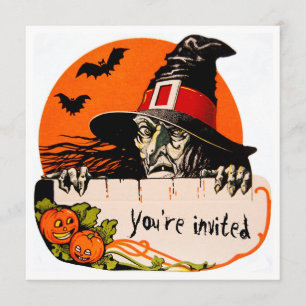Vintages Creepy-Hexe-Halloween-Party Einladung
