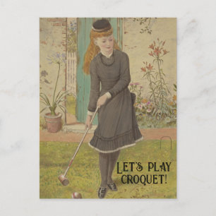 Vintages Croquet Niedliche Spiele Sommerspiele Postkarte