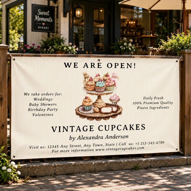 Vintages Cupcake Retro-Bäckerei Banner (Vintage Cupcake Retro Bakery Banner)