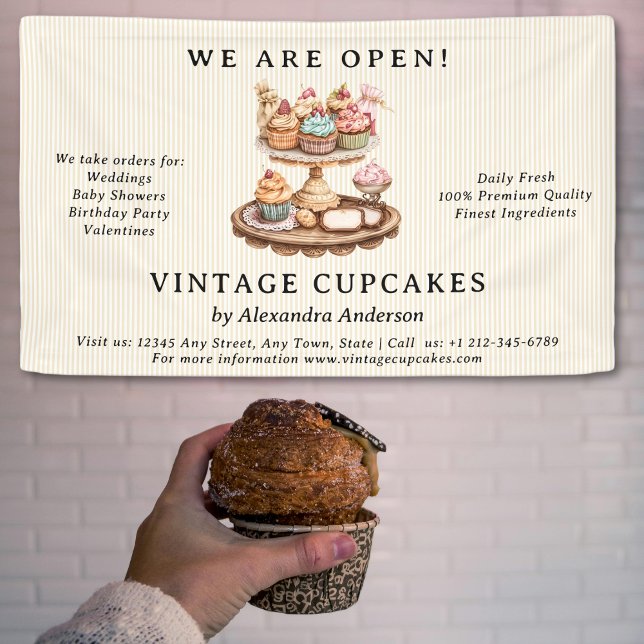 Vintages Cupcake Retro-Bäckerei Banner (Vintage Cupcake Retro Bakery Banner )