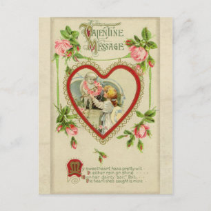 Vintages Cupid und Herzschmerzen Postkarte
