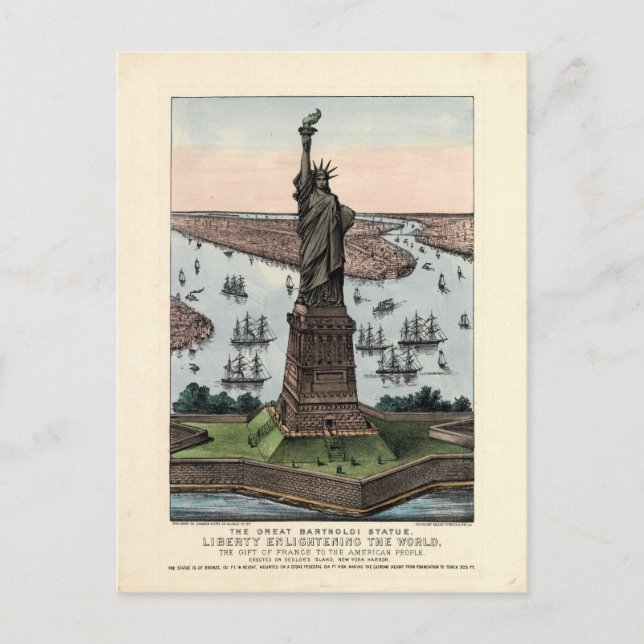 Vintages Currier & Ives Freiheitsstatue Postkarte (Vorderseite)