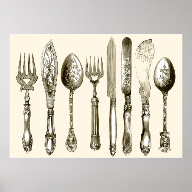 Vintages Cutlery Dining Set Poster (Vorne)