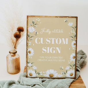 Vintages Daisy Bee Birthday Party Table Sign Poster