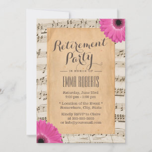 Vintages Daisy Floral Musical Retirement Party Einladung