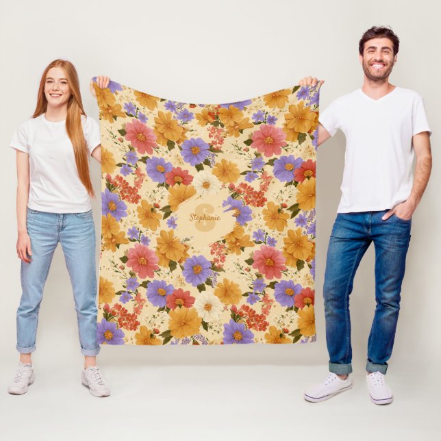 Vintages Daisy Floral Muster (2) Fleecedecke (Beispiel)