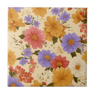 Vintages Daisy Floral Muster (2) Fliese