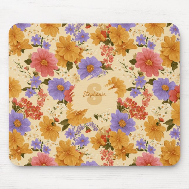 Vintages Daisy Floral Muster (2) Mousepad (Vorne)