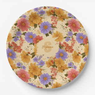 Vintages Daisy Floral Muster (2) Pappteller