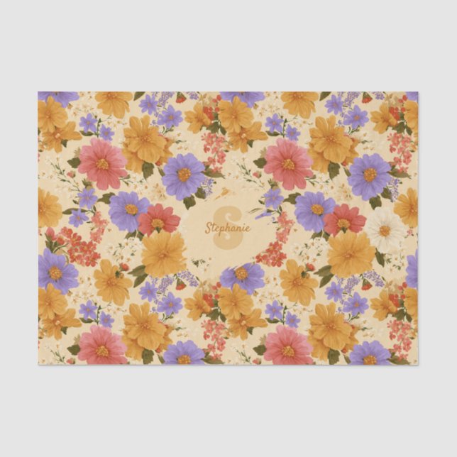 Vintages Daisy Floral Muster (2) Seidenpapier (Vorderseite)