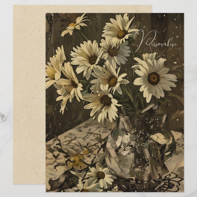 Vintages Daisy Muster Blumenseffia-Scrapbook (Vorne/Hinten)