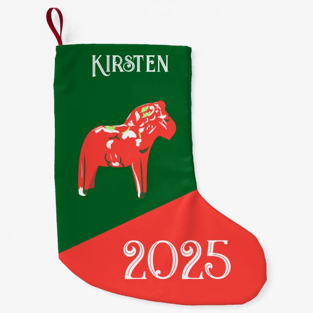 Vintages Dala Horse Kleiner Weihnachtsstrumpf (Vorderseite)