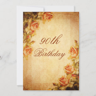 Vintages Damask Shabby Chic Peach Rose 90. Einladung