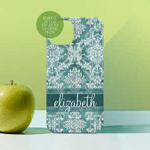 Vintages Damasketmuster mit grungenhaftem Finish Case-Mate iPhone 14 Pro Max Hülle