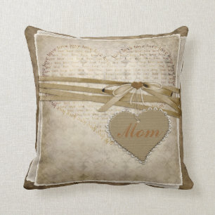 Vintages Damast-Liebe-Papier-u. Herz-Mama-Kissen Kissen