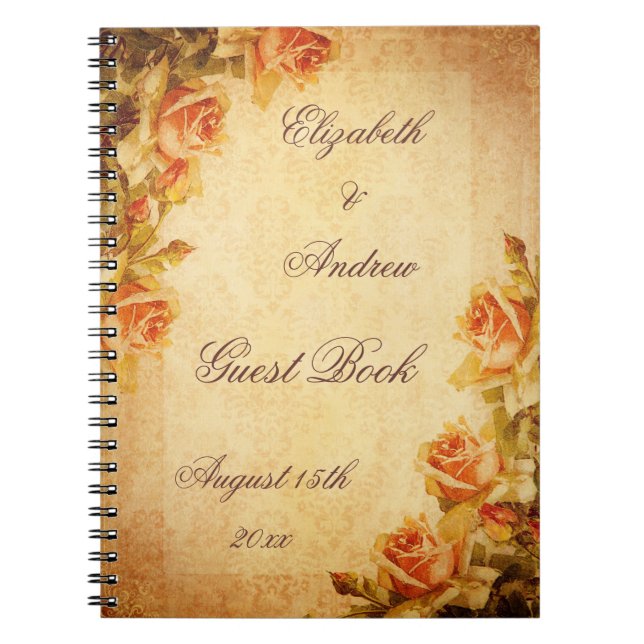 Vintages Damast-Shabby Notizblock (Vorderseite)