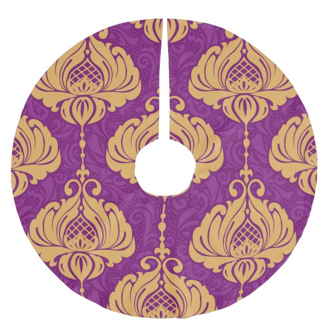 Vintages Damast-Ziermuster. Polyester Weihnachtsbaumdecke (Vorderseite)