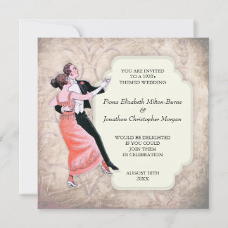 Vintages Dancing Coupé für Hochzeit der 20er Jahre Einladung