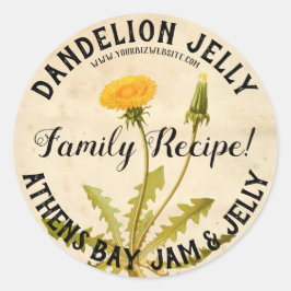 Vintages Dandelion-Jelly-Produktlabel Runder Aufkleber