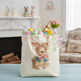 Vintages Dapper Bunny Rabbit aus dem Mittelalter Tragetasche