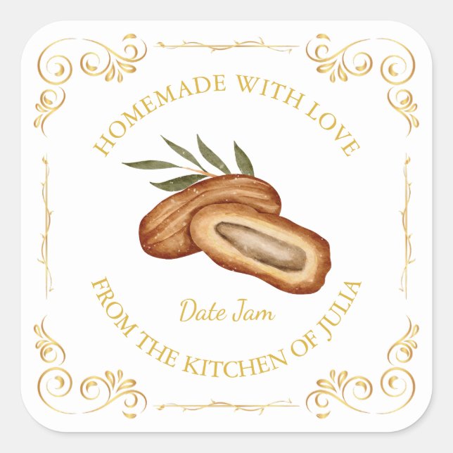 Vintages Datum Jam Square Quadratischer Aufkleber (Vorderseite)