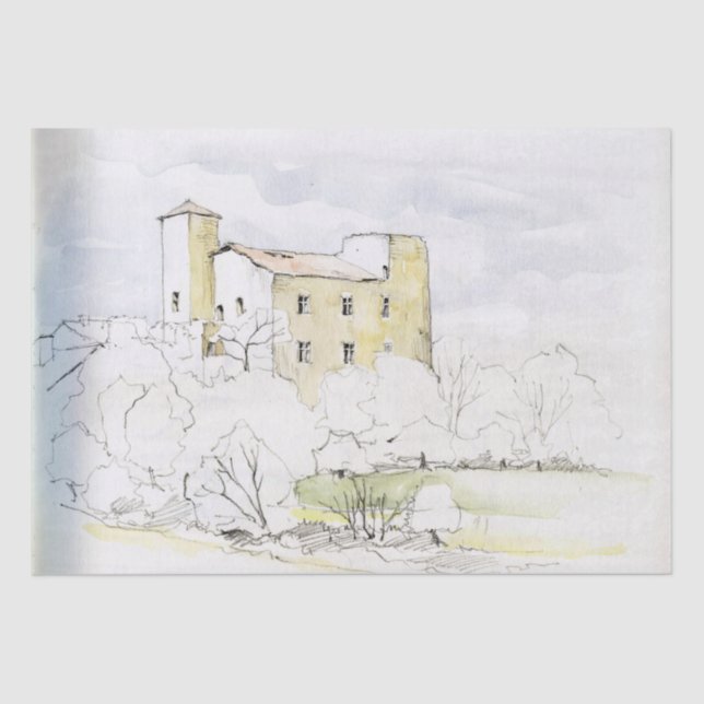 VINTAGES DECOUPAGE LAND FRANZÖSISCH CHATEAU SEIDENPAPIER (Vorderseite)