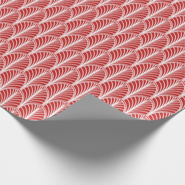 Vintages Deko-Muster in Rot und Weiß Geschenkpapier (Ecke)