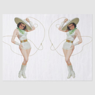 Vintages Dekoupage Tissue Paper von Cowgirl in den Seidenpapier