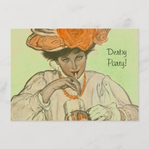 Vintages Derby-Einladungs-Rosen-Hut-Pferdelaufen Einladung