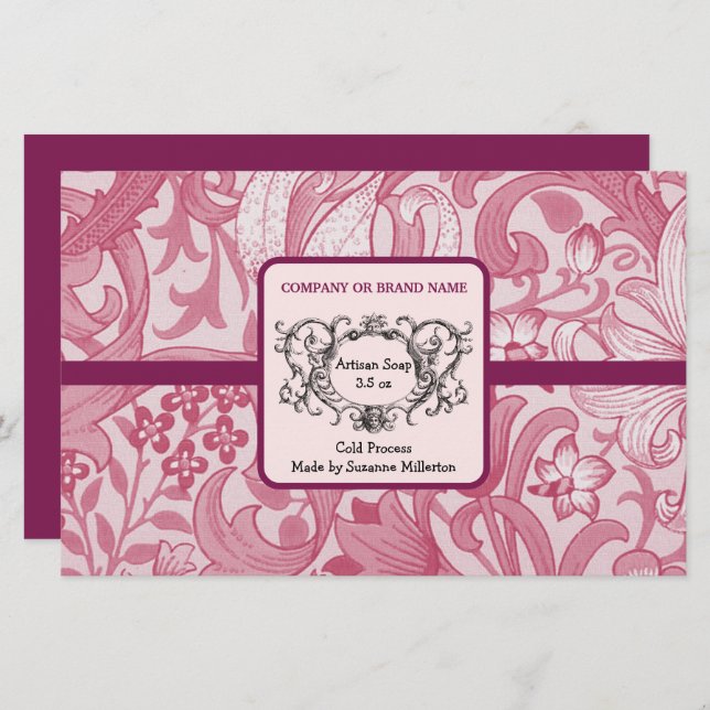 Vintages Design-Blatt für handgefertigte Seifenwra (Vorne/Hinten)