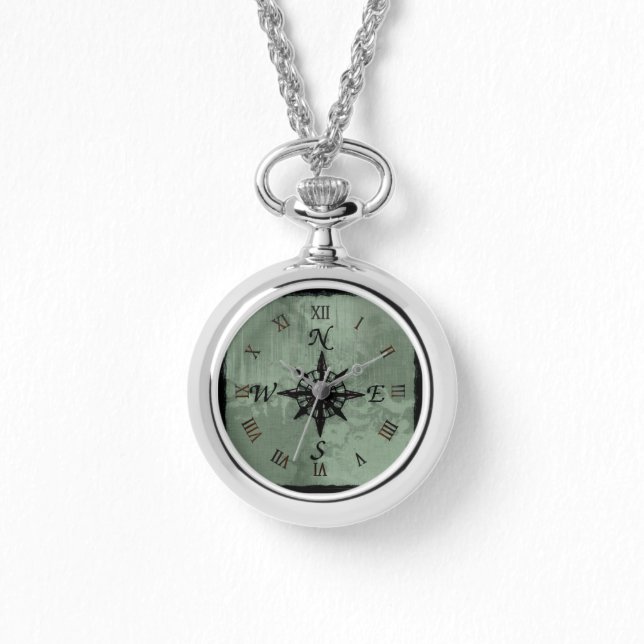 Vintages Design der alten Compass-Rose Armbanduhr (Vorderseite)