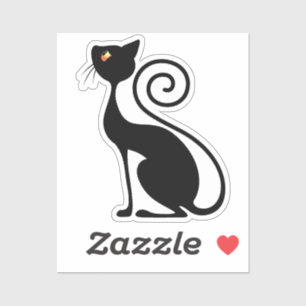 Vintages Design der Black Cat Aufkleber