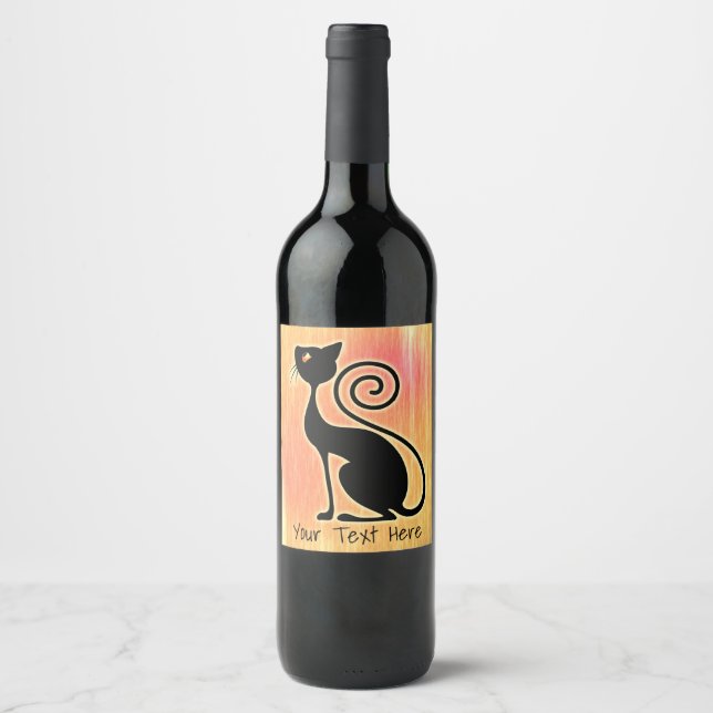 Vintages Design der Black Cat Weinetikett (Vorderseite)