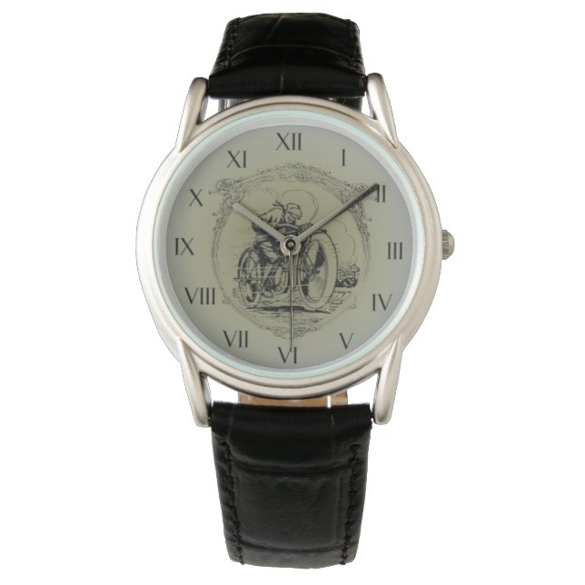 Vintages Design der Motorraduhr Armbanduhr (Vorderseite)