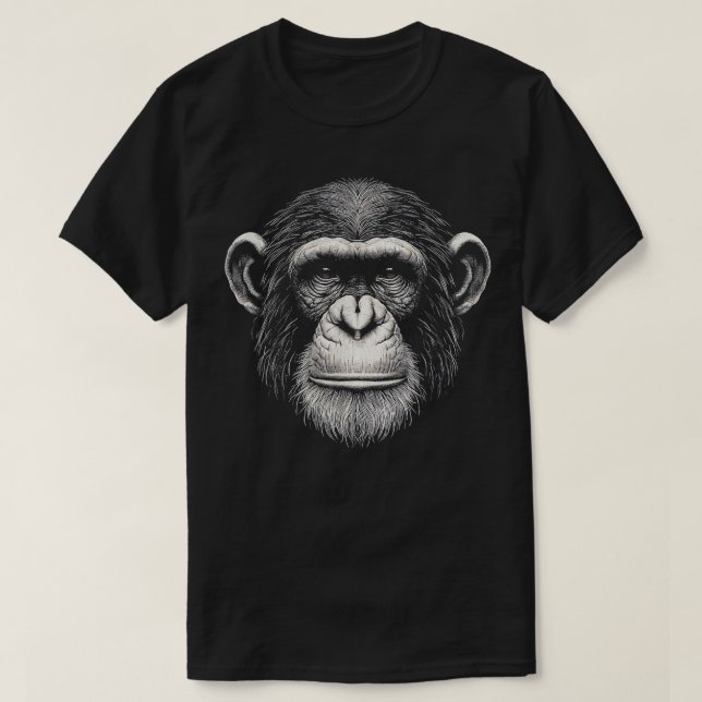 Vintages Design der Schimpanse-Oberfläche T-Shirt (Design vorne)