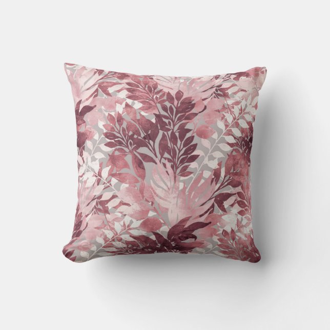 Vintages Design des Sommertropfens Rosa Foliage Kissen (Vorderseite)