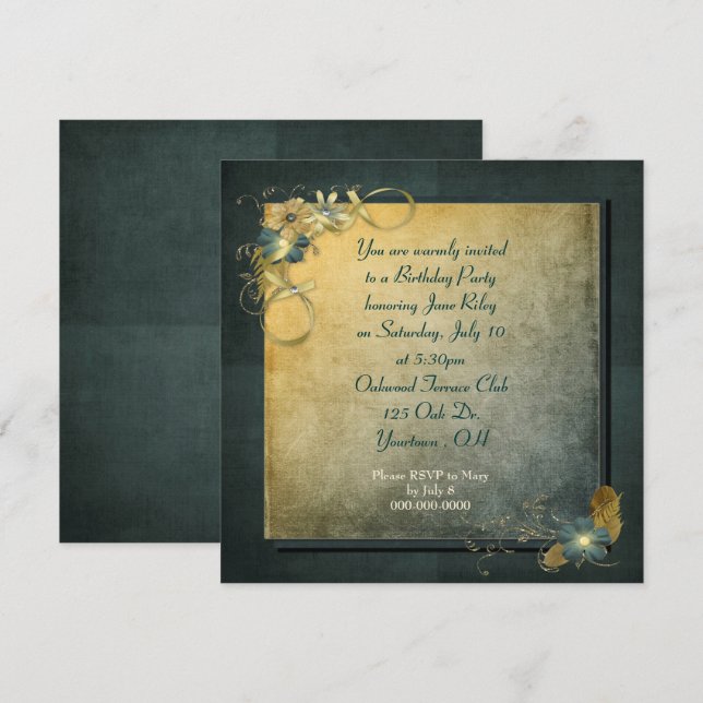 Vintages Design für die Geburtstagsparty Einladung (Vorne/Hinten)