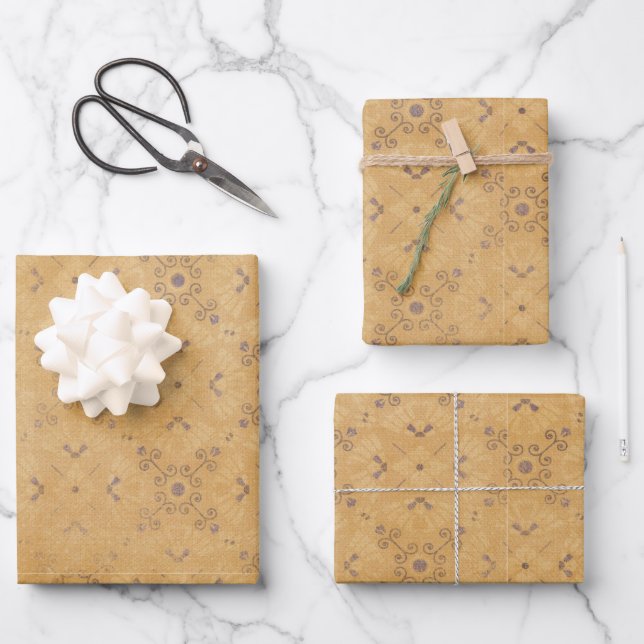 Vintages Design Geschenkpapier Set (Vorderseite)