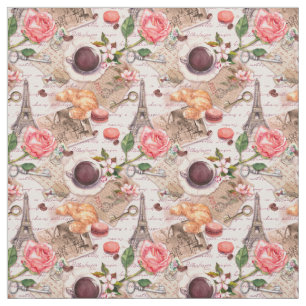 Vintages Design mit alten Briefen und Tee in Paris Stoff