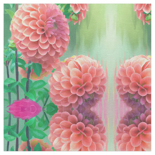 Vintages Design-Muster für Dahlia-Blumenstoffe Stoff (Nahaufnahme)