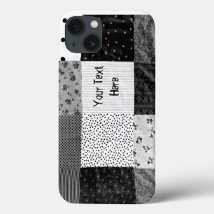 Vintages Design Patchwork Stoff Design Schwarz-wei iPhone 13 Hülle