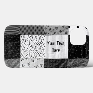 Vintages Design Patchwork Stoff Design Schwarz-wei iPhone 13 Hülle
