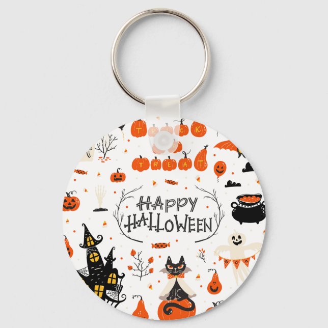 Vintages Design von Halloween Elements im Set Schlüsselanhänger (Vorderseite)