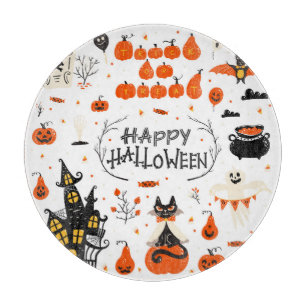Vintages Design von Halloween Elements im Set Schneidebrett
