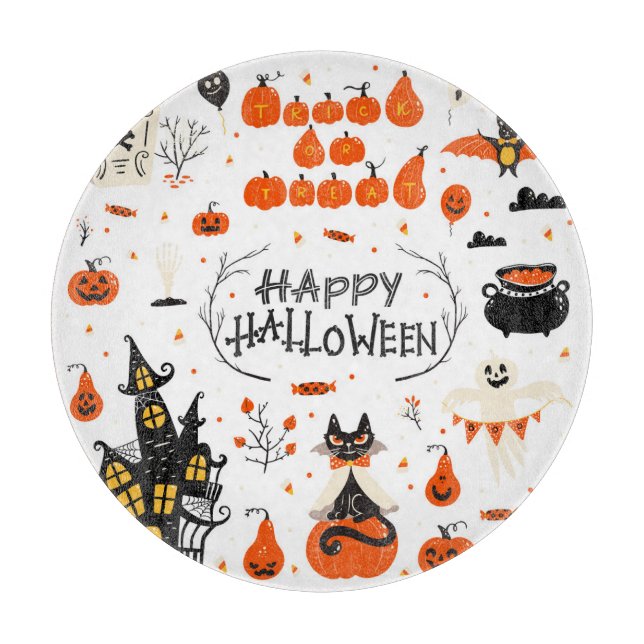 Vintages Design von Halloween Elements im Set Schneidebrett (Vorderseite)