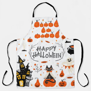 Vintages Design von Halloween Elements im Set Schürze