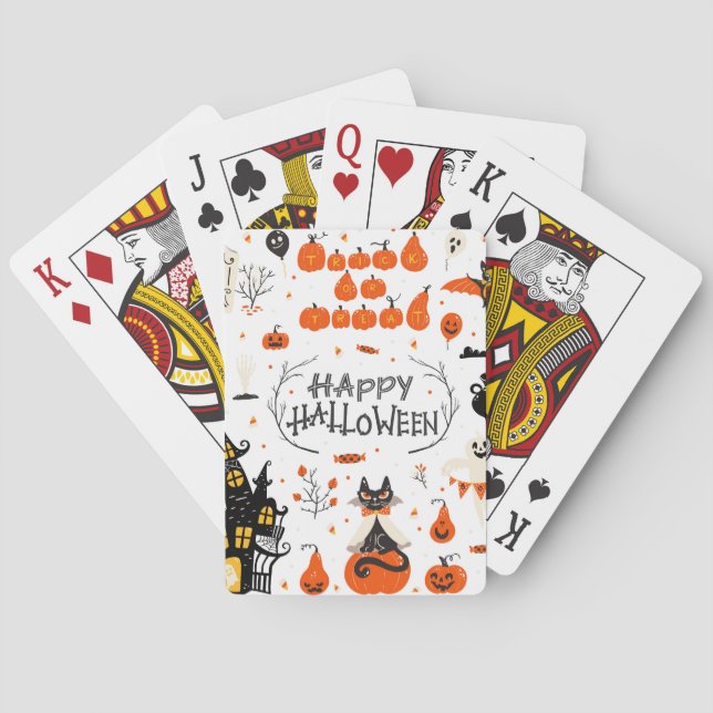 Vintages Design von Halloween Elements im Set Spielkarten (Rückseite)