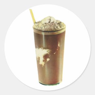 Vintages Dessert, Schokoladeschüttler und gepeitsc Runder Aufkleber
